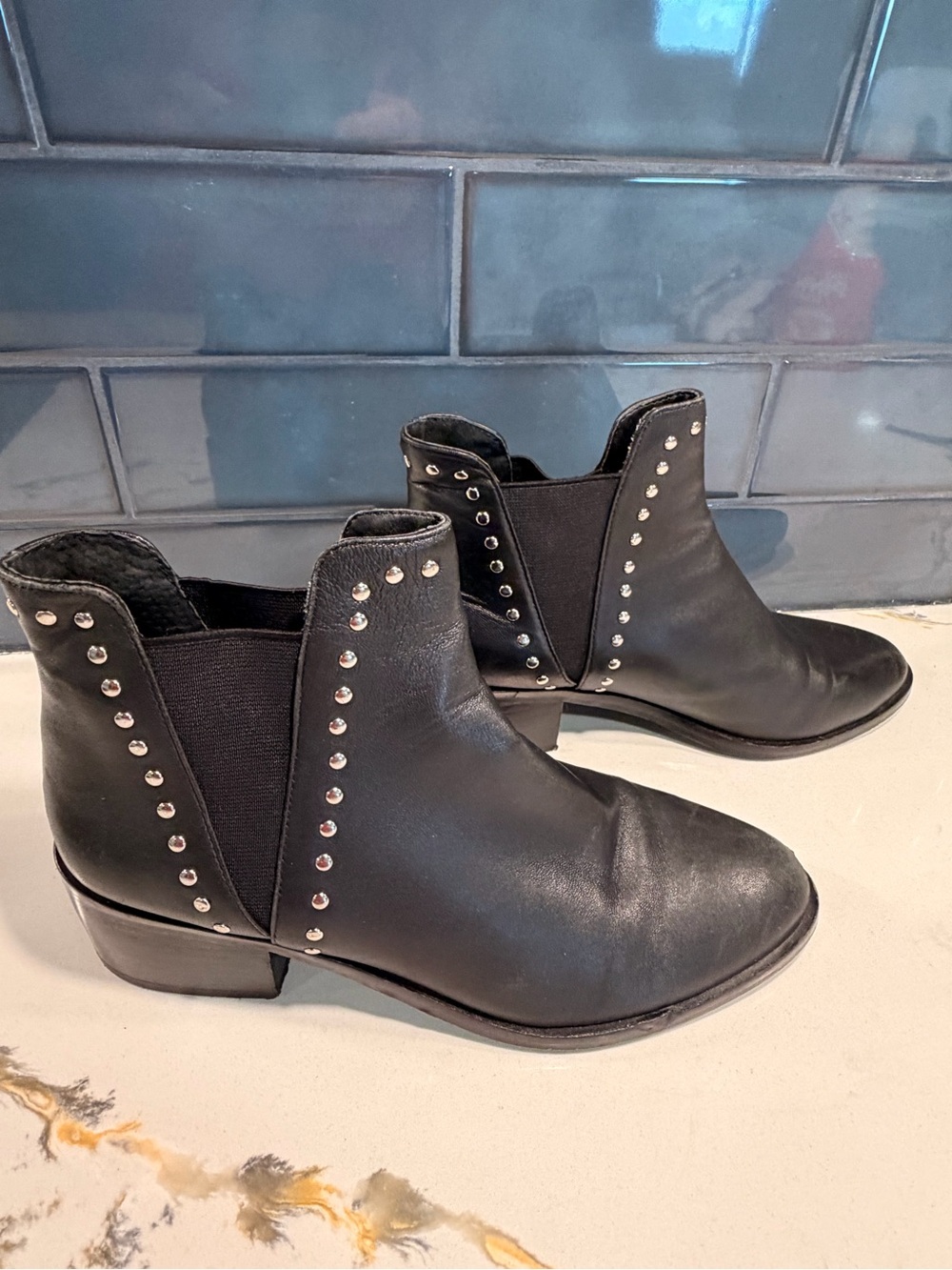 Steve Madden Black Studded Chelsea Booties